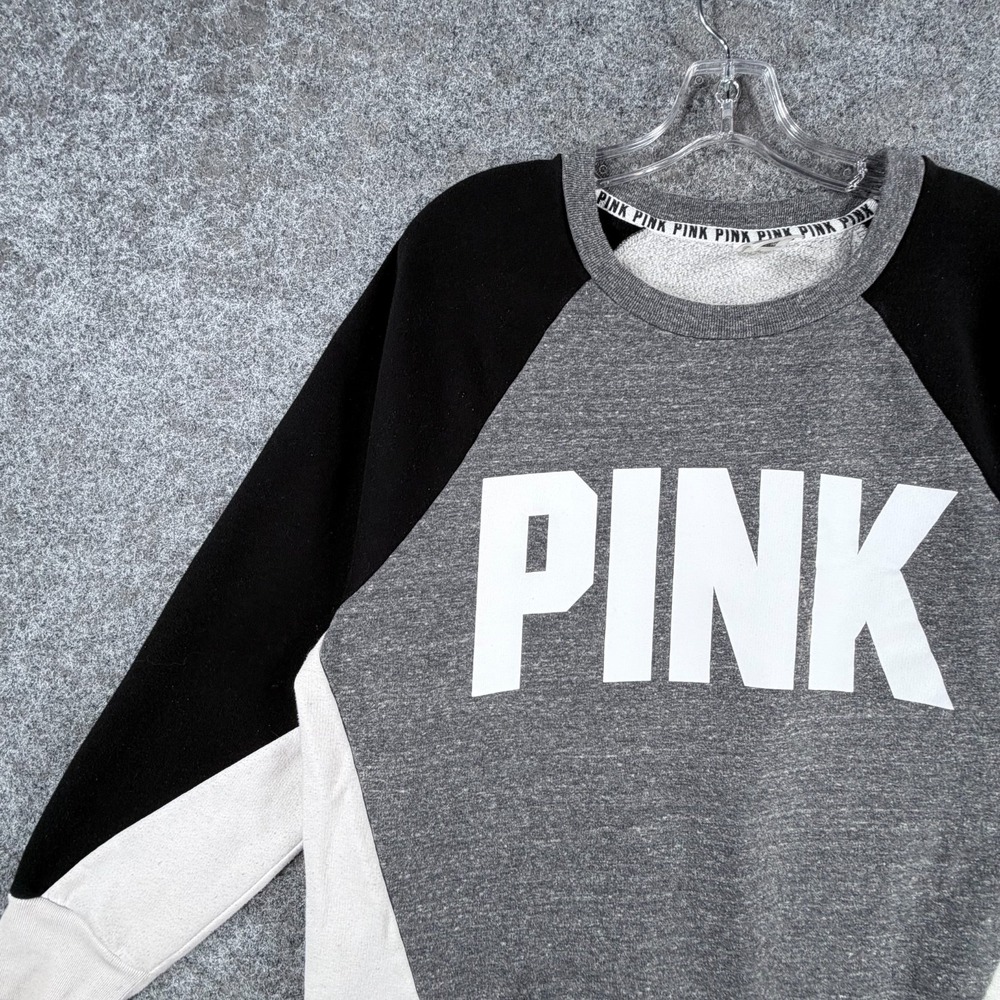Victorias Secret By Pink Sweatshirt Womens M Multicolor Colorblock Fleece Lined - Picture 9 of 16